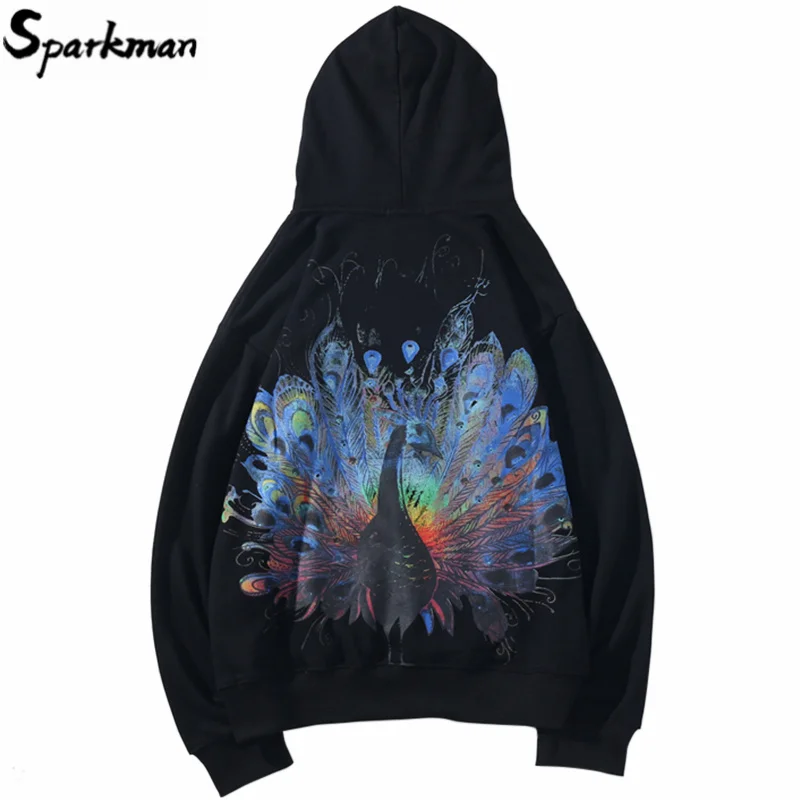 2019 мужские толстовки в стиле хип-хоп толстовка с принтом радуги павлина Harajuku