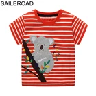 SAILEROAD Animal Sloth Аппликация Футболка для мальчиков Топы Одежда Лето 2020 Детские футболки 100% Хлопок Одежда для девочек Детские футболки