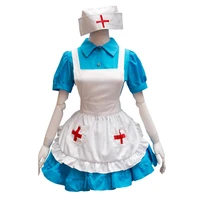 blue cute nurse lolita maid dress costume cosplay suit for girls woman waitress maid party stage fancy dress