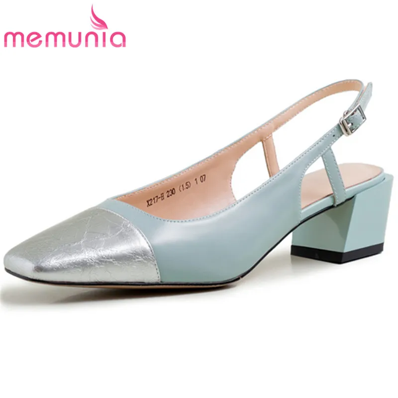 

MEMUNIA 2020 new arrival women pumps genuine leather buckle slingback square toe comfortable casual shoes ladies single shoes