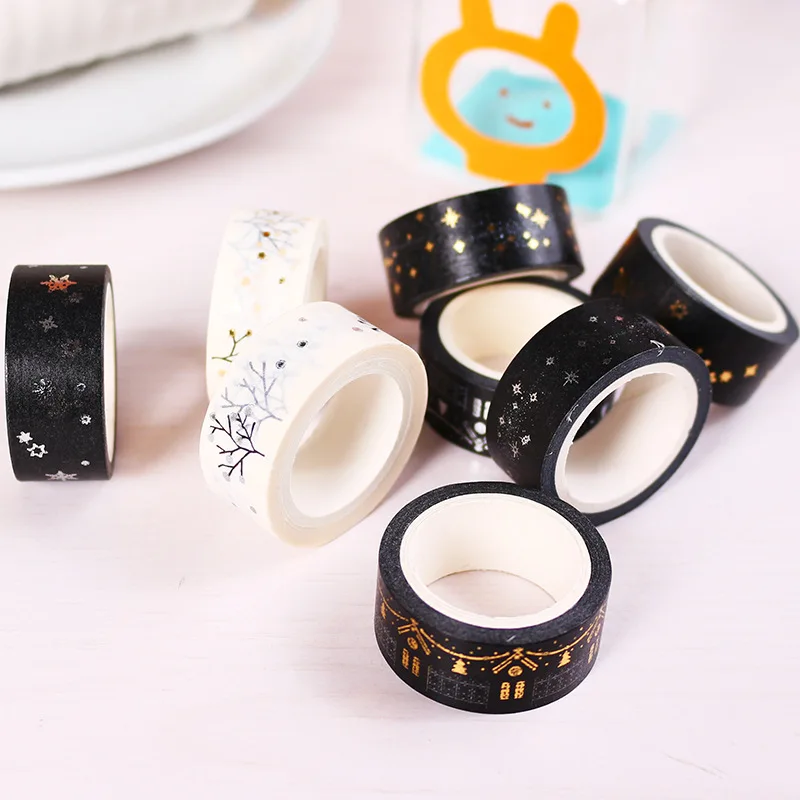 1 шт. Рождественская Золотая Серебряная луна звезды васи лента 15 мм * 5 м альбом