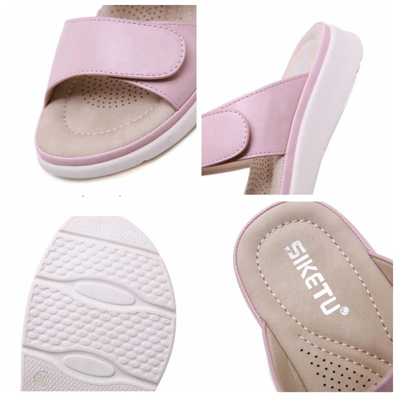 

REAVE CAT New 2021 Summer Shoes Women Sandals Soft Flat Women Beach Sandals Summer Ladies Shoes Pink Black Apricot Hook&Loop