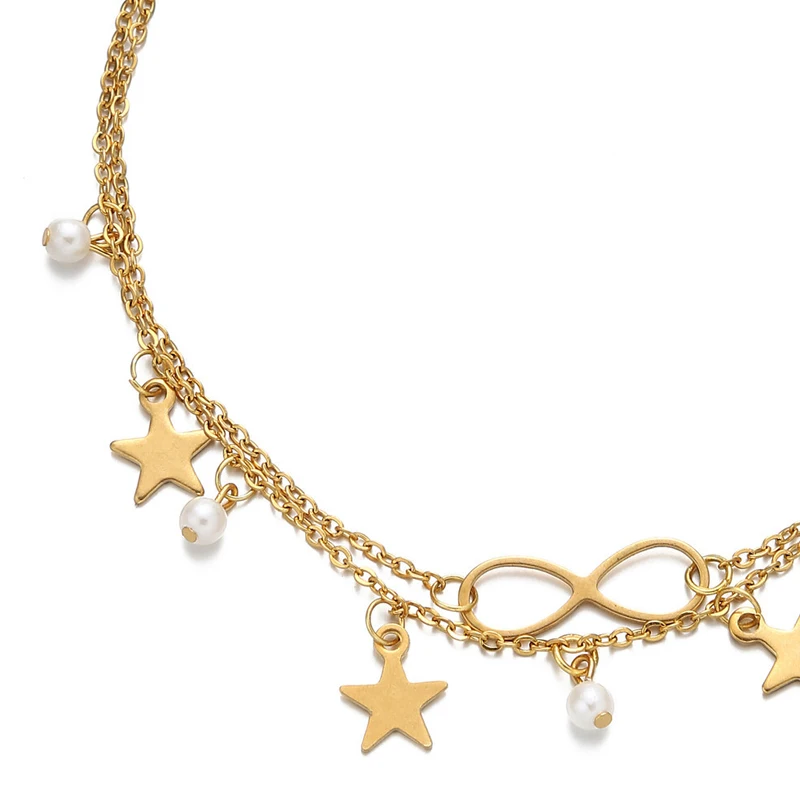 

2PCS Retro Pearl Heart Infinity Ankle Anklet Bracelet Set Bohemia Foot Beach Anklets Women Fashion Barefoot Chain Jewelry