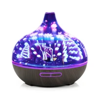 400ml ultrasonic humidifier with remote control 3d fireworks aromatherapy essential oil air diffuser glass diffusers