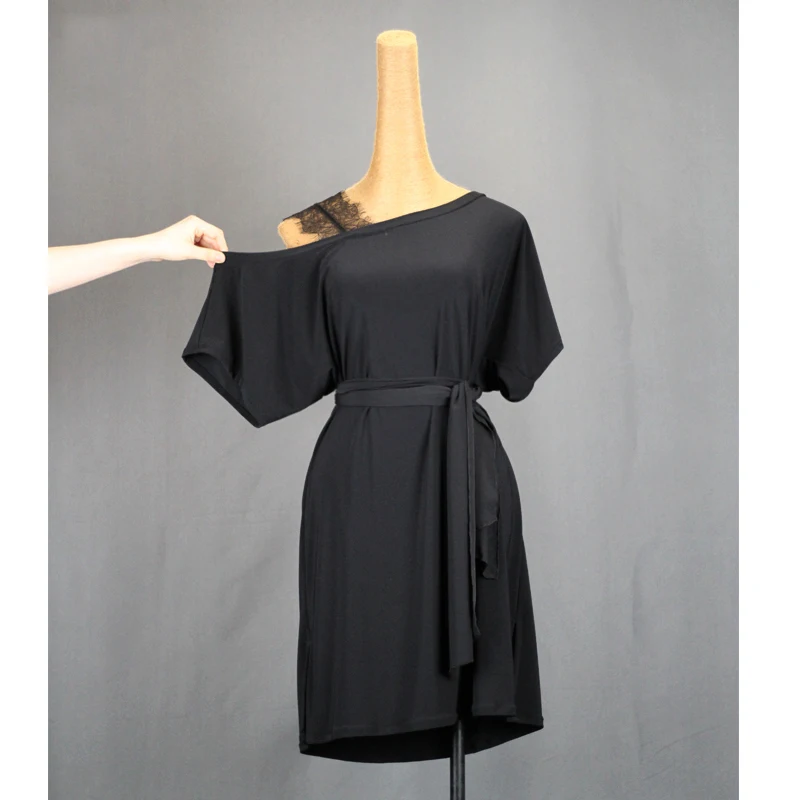 

Женский костюм для латиноамериканских танцев, черное платье для тренировок и выступлений, DQL5575