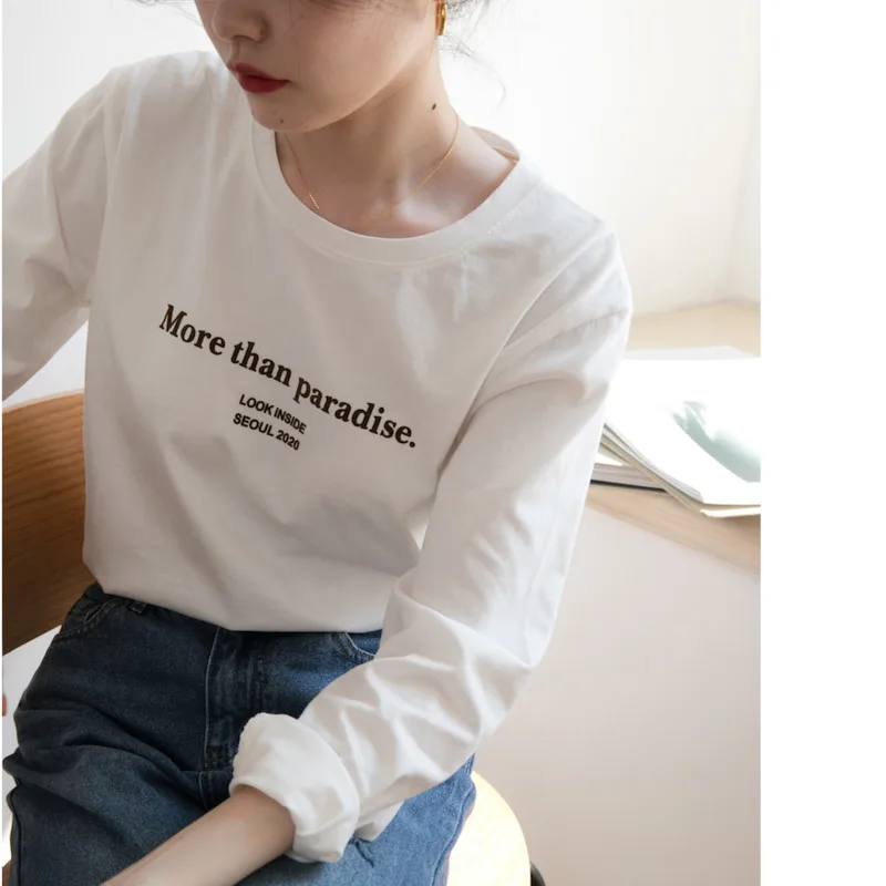 

Женская Повседневная Свободная футболка с круглым вырезом и длинным рукавом, Осень-зима 2020