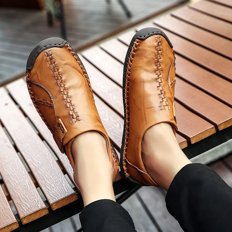 

Mens Leather Shoes Sneakers Outdoor Male Loafers Brand Men Shoes Casual genuine Leather Shoes For Men Flats shoes big size 48