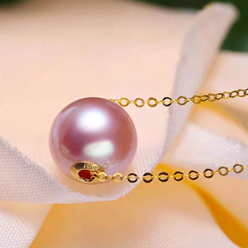 Ожерелье с натуральным пресноводным жемчугом 18 К цепочка из желтого золота 8-9 мм