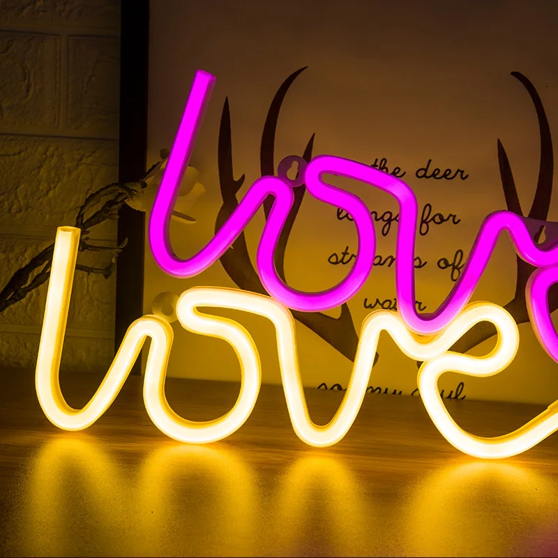

Love Neon Lights LED Letter Love Shape Confession Valentine's Proposal Wedding Party Decoration Lights Battery USB LED Light