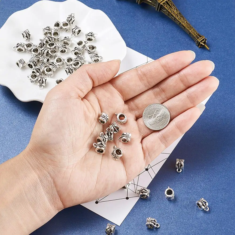 100 шт. Тибетский Стиль пустотелая чашка бусины под залог античный Серебристый