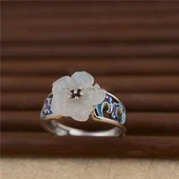 

Оригинальный дизайн Пион цветок креативное открытое регулируемое кольцо китайские Ретро Геометрические очаровательные женские серебряны...