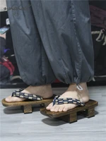summer man women home slipper japanese geta wooden clogs flip flops anime samurai cosplay shoes thick bottom platform sandals