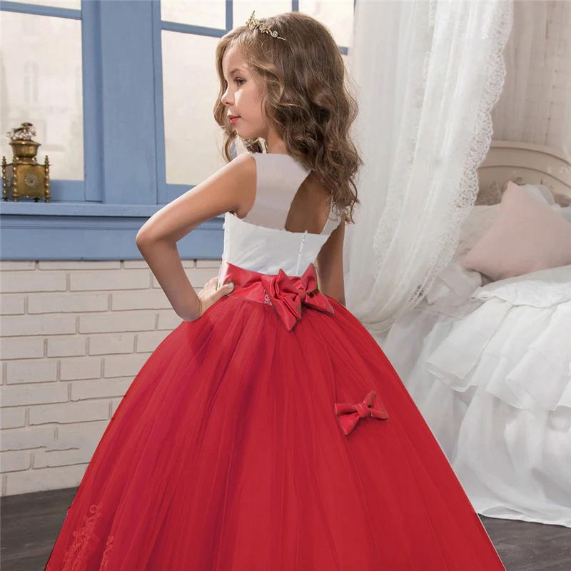 Girl Dress Bridesmaid Pageant Gown Kids Dresses For Girls Teenager 8 10 12 14 Years Wedding Party Lace Clothes | Детская одежда и