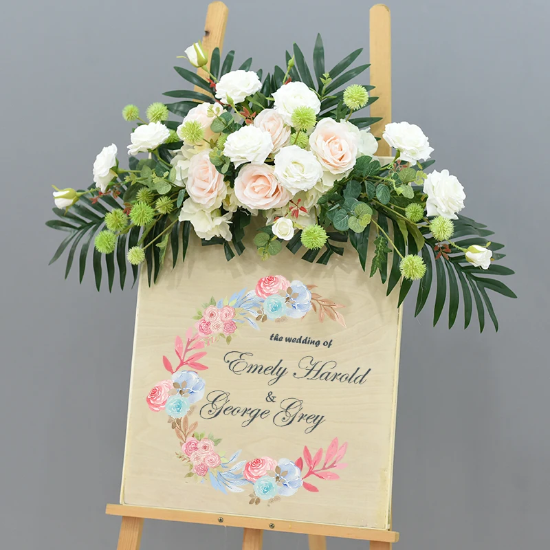 

Wedding Flower Row Welcome Sign Simulation Floral Hotel Creative Guide Decorations Photography Props Home Door Flower