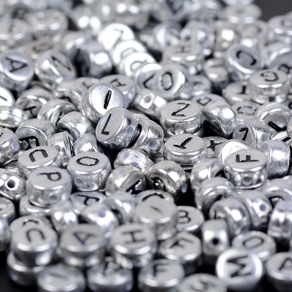 

Silvers Colors Round Flat Letter Mixed Acrylic Loose Spacer Alphabet Beads For Diy Bracelet Necklace Handmade Jewelry Making
