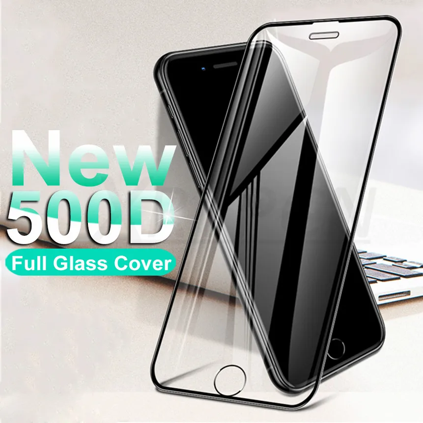 500D изогнутое Защитное стекло для iphone SE 2020 6 6S 7 8 Plus Закаленное пленка на iPhone X XR 11 Pro