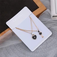 2 pcsset couple necklace for women and men romantic key lock heart pendant golden link chain fashion jewelry paired necklace