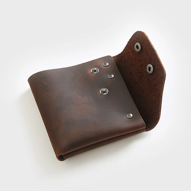 Кожаный мужской кошелек Crazy Horse винтажный бумажник ручной работы Короткие