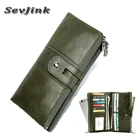 Женские кошельки из натуральной кожи в стиле ретро, роскошный длинный многофункциональный кошелек на молнии и застежке, кошелек для денег, Женский держатель для карт, клатч