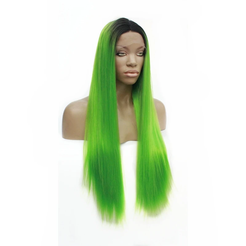 Жаропрочные дешевые Омбре парики длинные прямые шелковистые мягкие Высокая