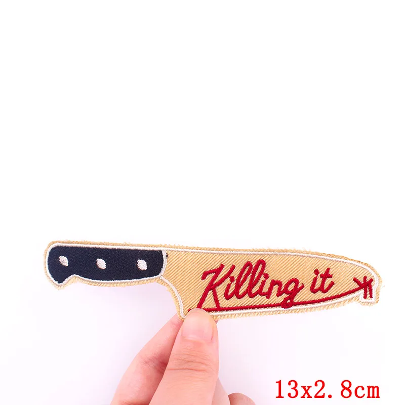 

Punk Skull Patches For Clothing Stickers Letter Knife Badges Stripes DIY Iron On Patches On Clothes Hippie Rock Embroidery Patch