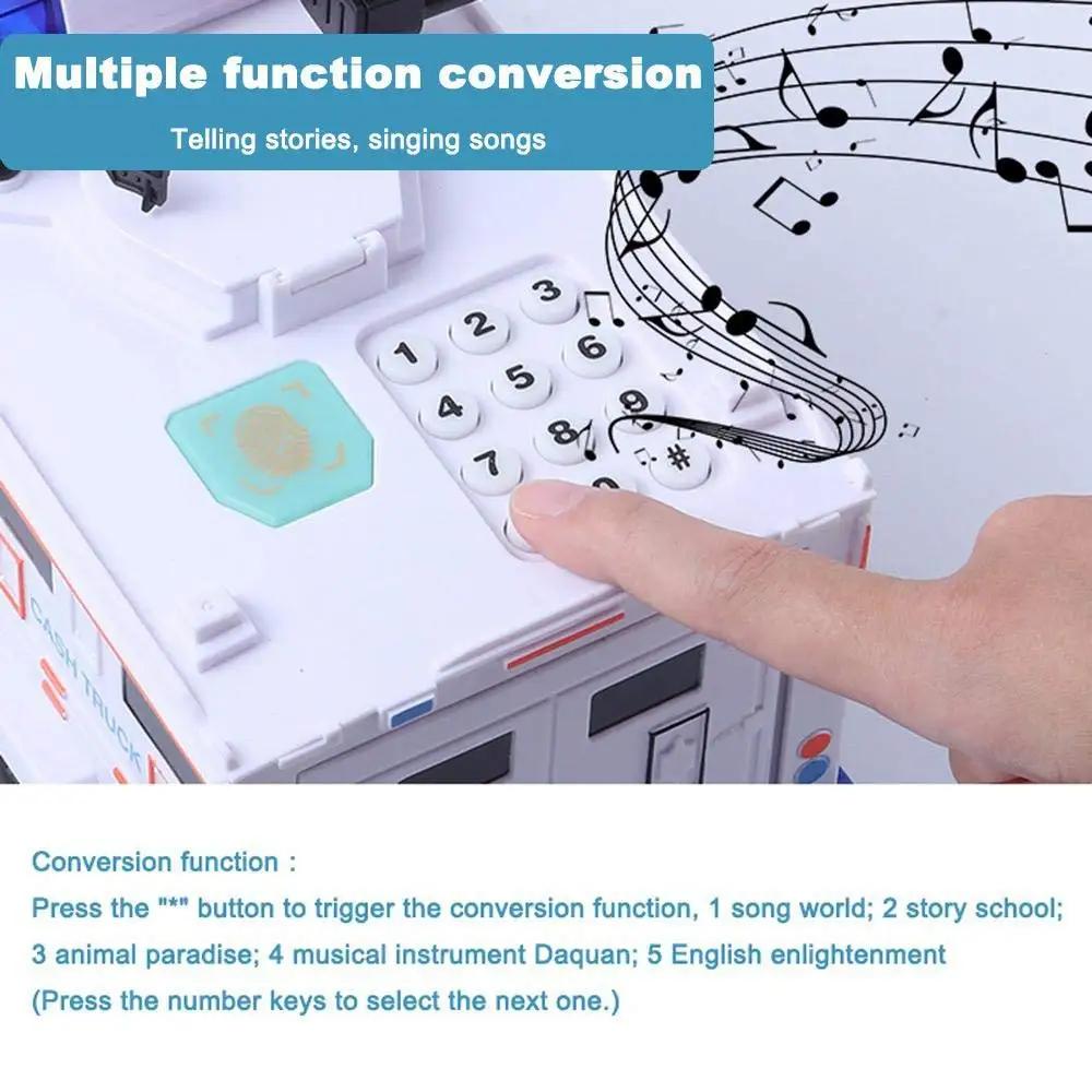 Автомобильный Копилка Детская большой Сейф экономии копилку музыка отпечатков
