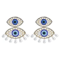 korea fashion cute crystal pendant eye earrings for women bohemia colorful beads riva pearl tassel drop earrings jewelry