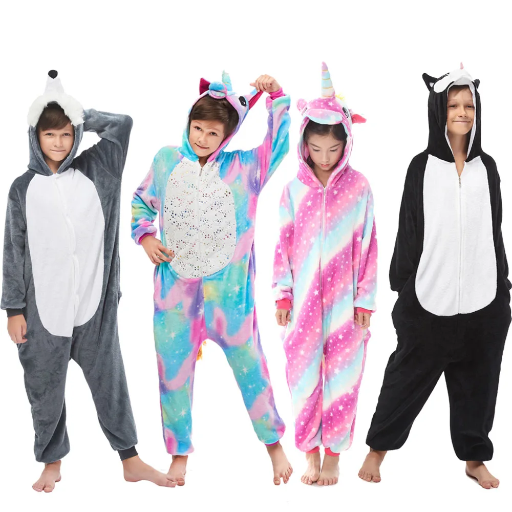 Пижама для маленьких мальчиков и девочек с пингвином единорогом детская