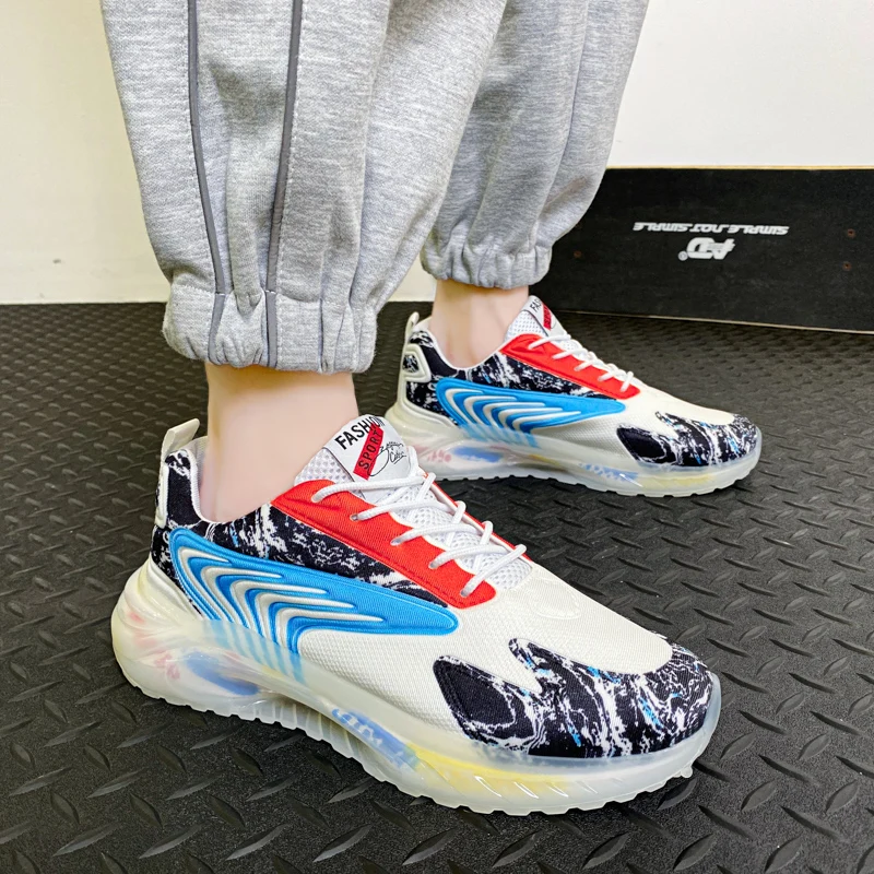 JIEMIAO 2021 New Man Shoes Mesh Breathable Sport Running Shoes Light Comfortable Lace-up Air Cushion Men Sneakers Size 39-46