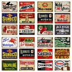 Красные Индийские моторные масла, оловянный вывеска металлическая пластина постер, винтажная масляная живопись, гараж, классический Декор, наклейка Esso, настенное искусство YM033