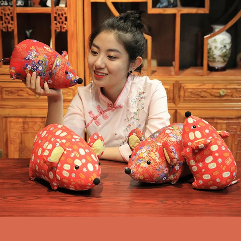 1 шт. 23 см китайский новый год высокое качество красная плюшевая мышь супер мягкая