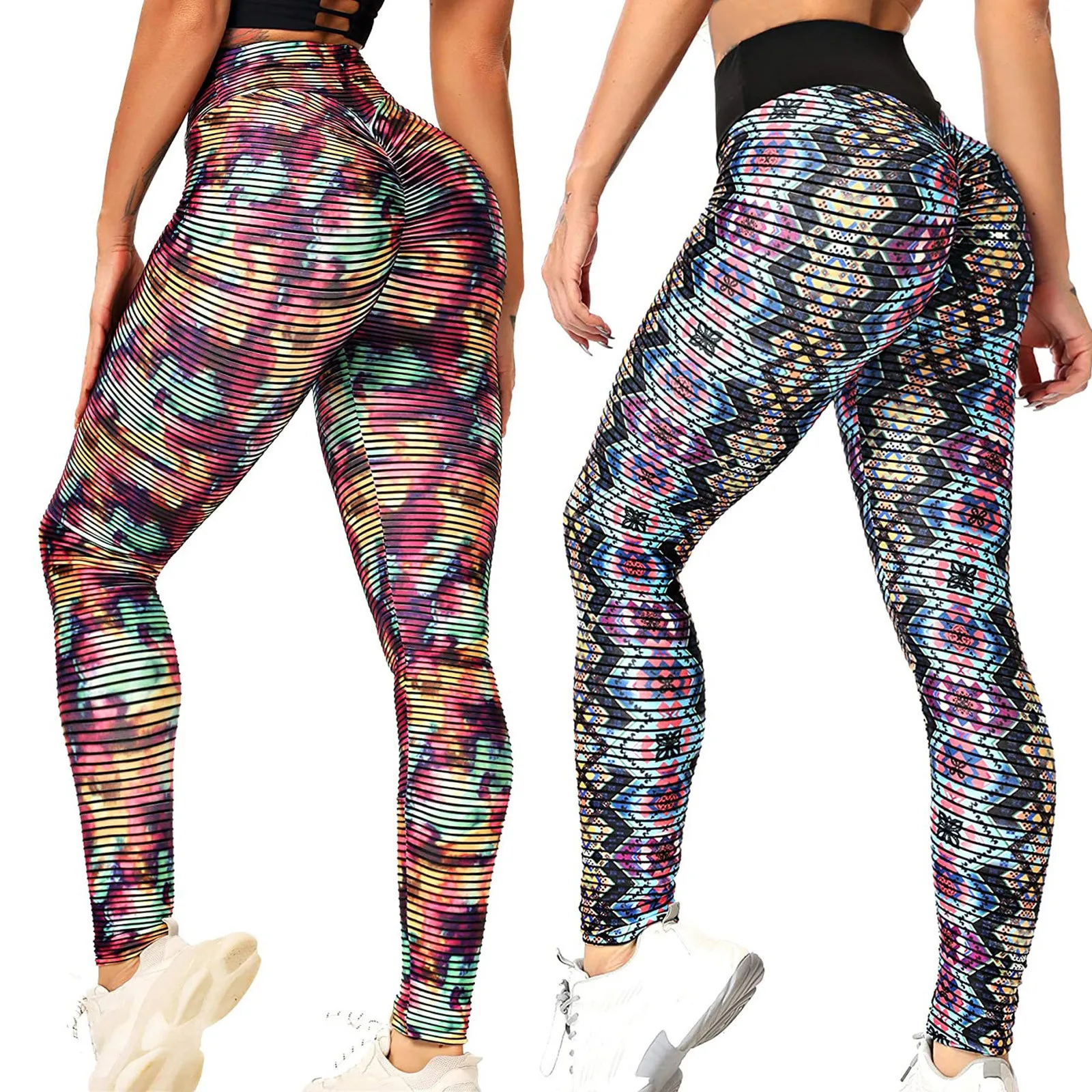 

2021 Printed Pants Fashion Women's Printing Comfortable Breathable Hip Lifting Exercise Yoga Pants