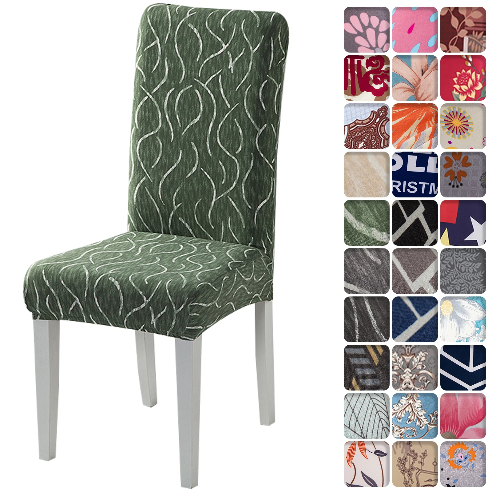 

1pc Printed Chair Covers Spandex Cover for Chairs Stretch Elastic Kitchen Dining Chair Cover Chair Slipcover
