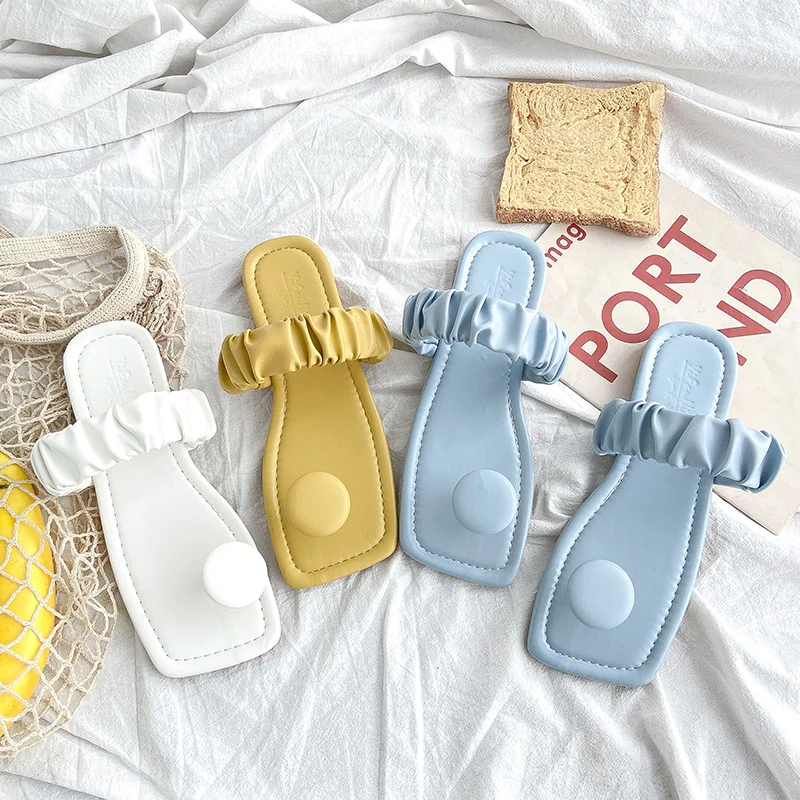 

Female Shoes Low Rubber Flip Flops Slippers Casual Platform Slides Summer Clogs Woman 2021 Hawaiian Luxury Soft Beach Flat Basic