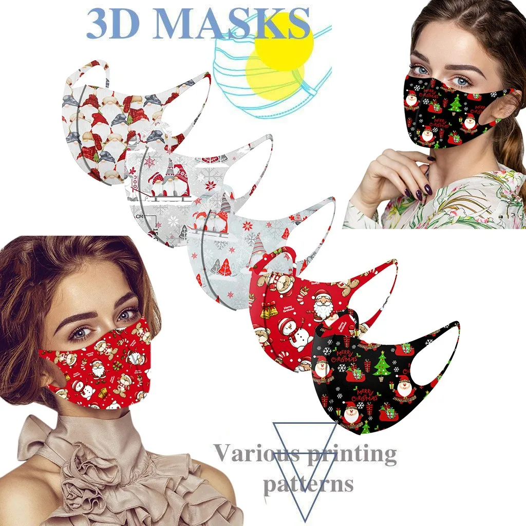 5 шт. многоразовые маски для лица с 3D-принтом | Безопасность и защита