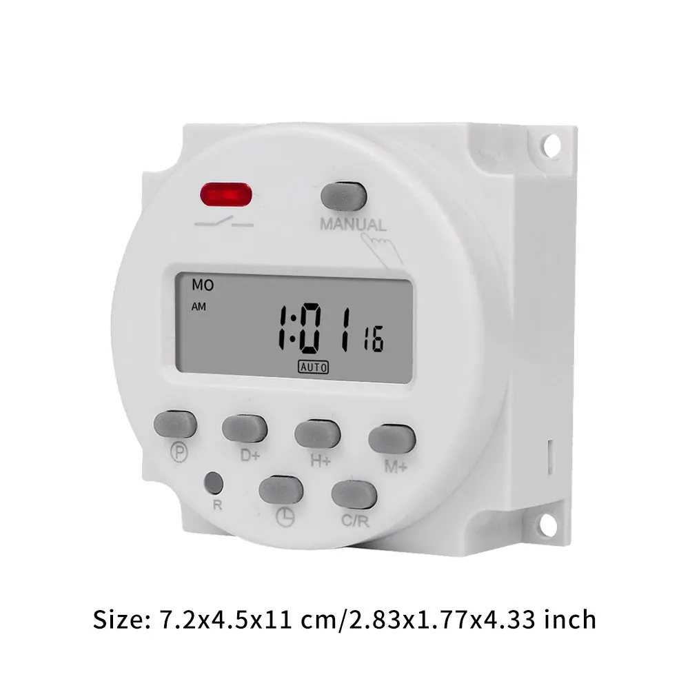 

1PC Professional Programmable Timer Switch LCD Display 12V Weekly Industrial Power Controller CN101A Electrical Tool White