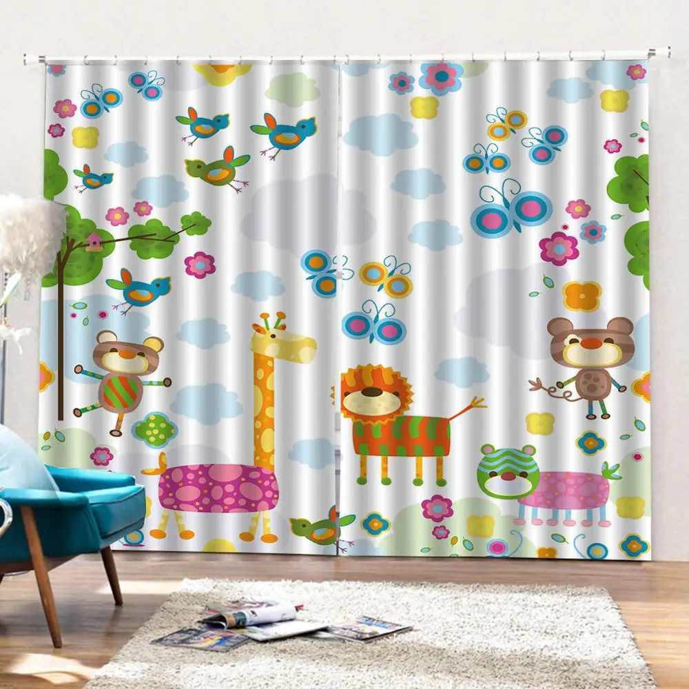 

cartoon curtains 3D Curtain Luxury Blackout Window Curtain Living Room kids curtains