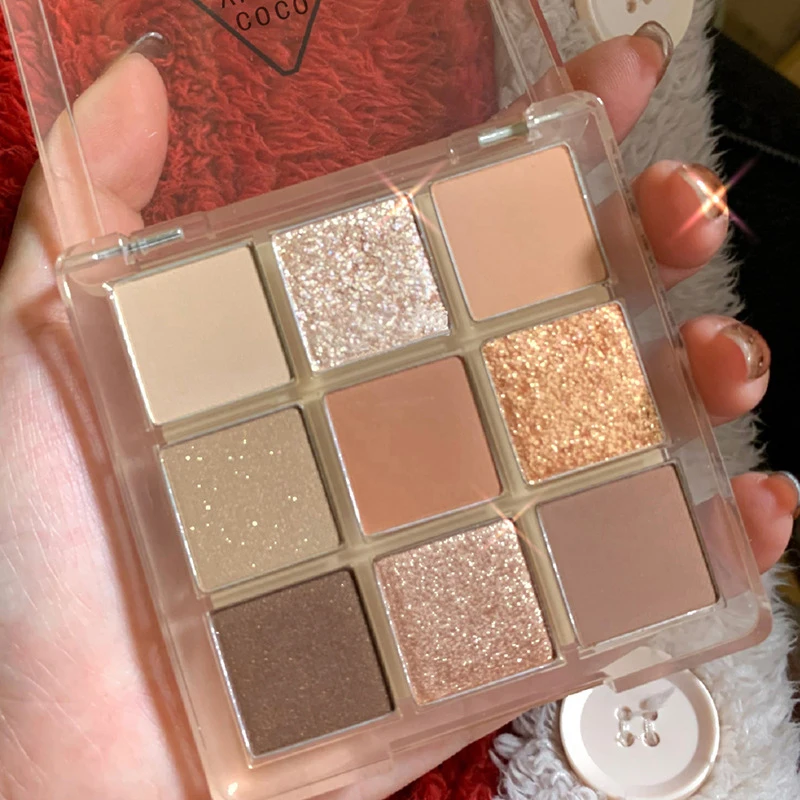 

Jiugongge Eyeshadow Transparent Nine-Color Acrylic Eyeshadow Palette Pearlescent Matte Earth Color