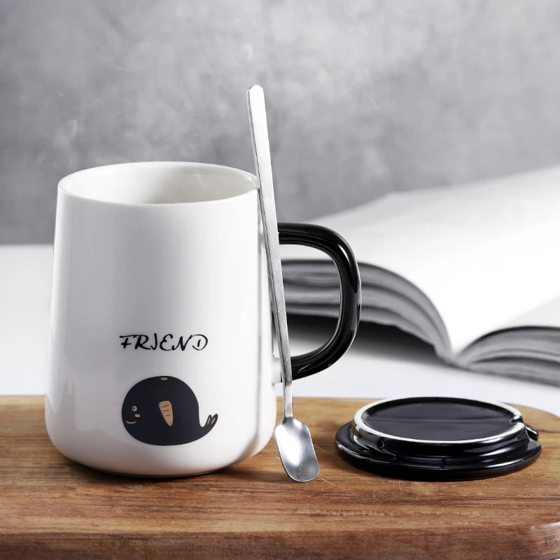 

Cute Ceramic Coffee Mug With Lid Large Capacity Animal Mugs creative Drinkware Coffee Tea Cups Novelty Gifts Bone china milk cup