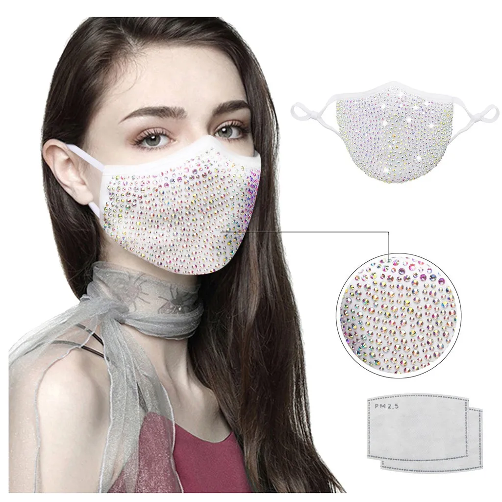 

Luxury Crystal Bling Masks For Women Face Cover Fashion Protetion Filter Masks Washable Rhinestone Masks Party Decoration