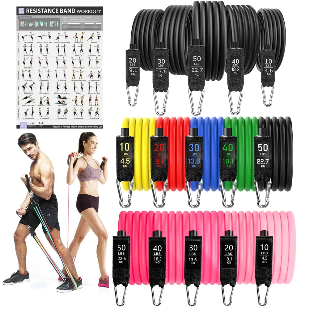 

Resistance Bands Set Exercise Bands 17Pcs Training Physical Therapy Workouts Fitness Equipment for Home Bodybuilding Gym Weight