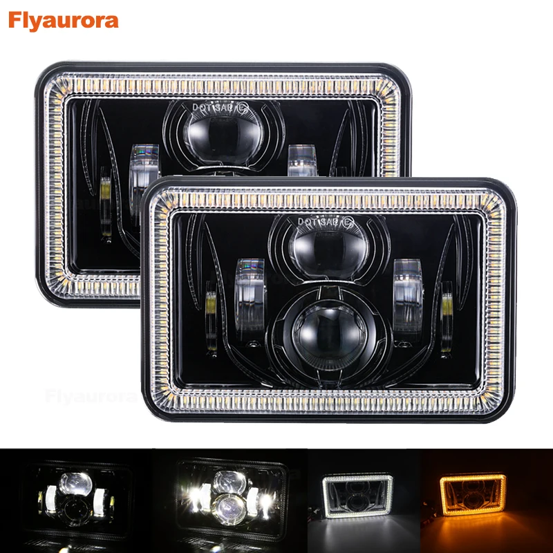Светодиодный ные фары 4x6 дюймов для Kenworth прямоугольные Feightliner fld 120 112 Chevy K5 K10 K20 379 378