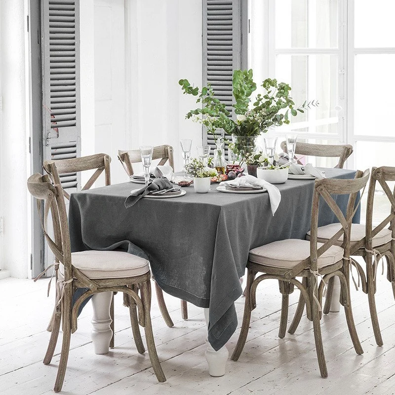 100% чистое натуральное белье одноцветная прямоугольная боковая скатерть