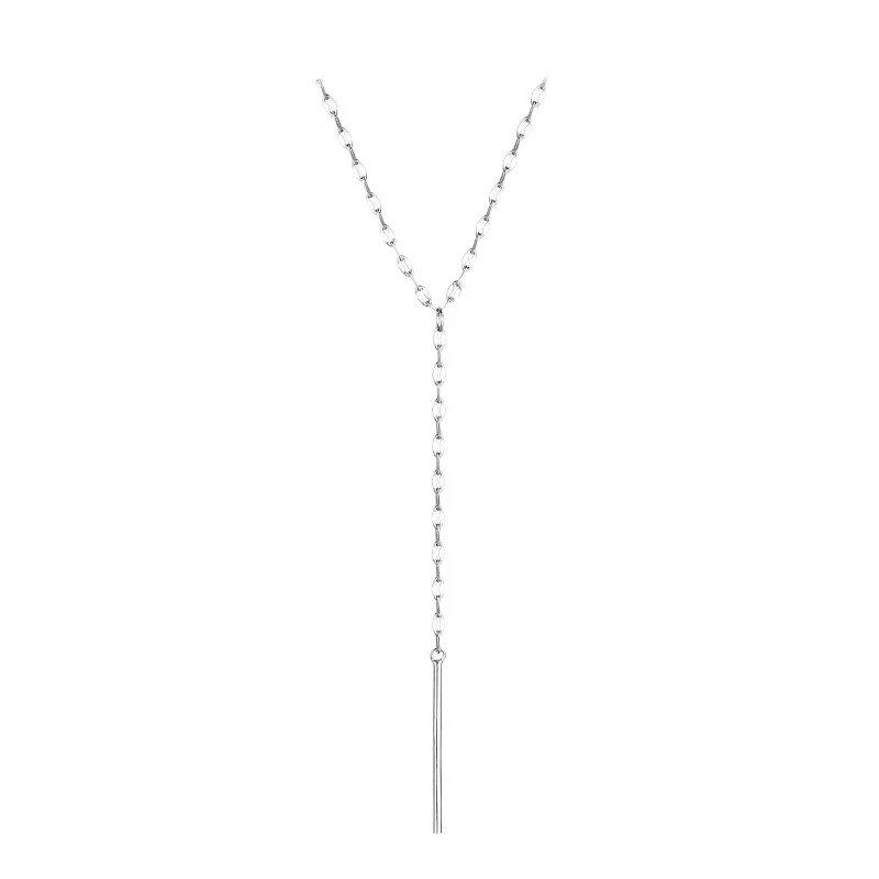 

PANJBJ 925 Sterling Silve Y-shaped Tassel Necklace Women Fashion Pendant Clavicle Chain For Wedding Party Jewelry Accessories