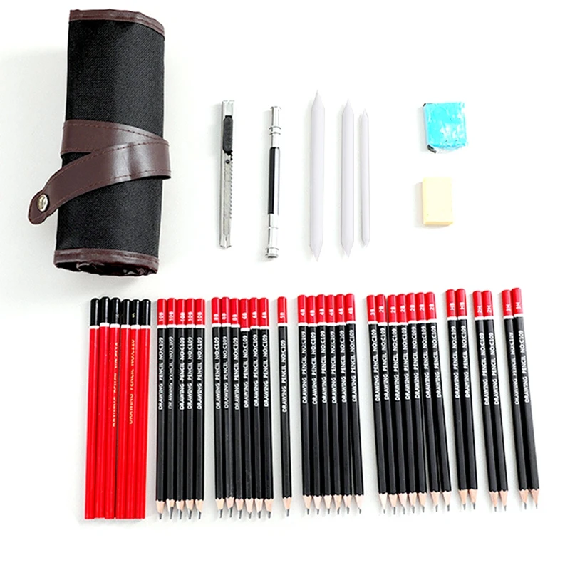 

45Pcs Sketch Pencil Set Professional Sketching Drawing Kit Wood Pencil Pencil Bags for Painter Students Art Supplies