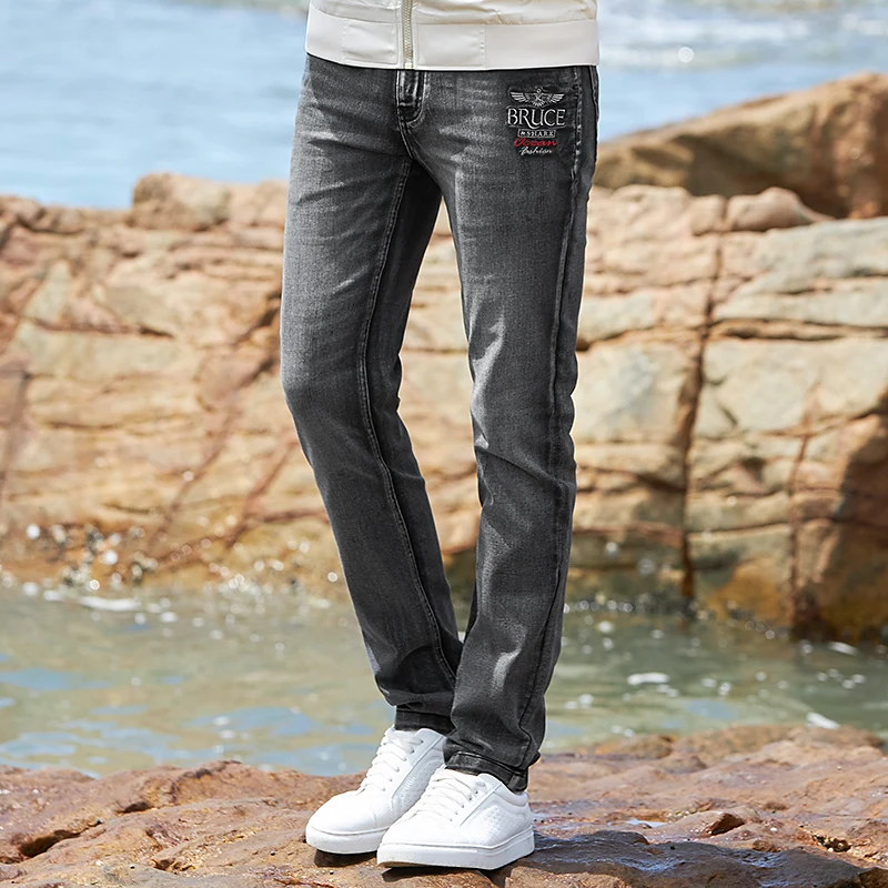 Winter Men's Jeans Bruce&Shark Fashion Casual Black Jeans Straight Leg Thicken Strech Cotton Soften Loose Super Quality big size