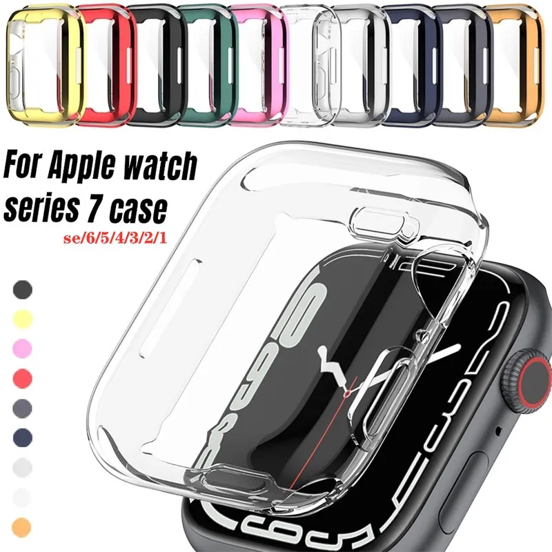 

360 Full Soft Clear TPU Screen Protector Case For Apple Watch Series 45/41/44/40/42/38MM Transparent Cover For IWatch 76SE543
