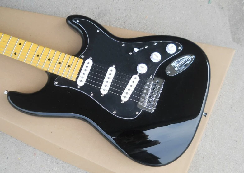 Прямая поставка с завода черный телесный накладку желтый клен гриф ST 6 строки