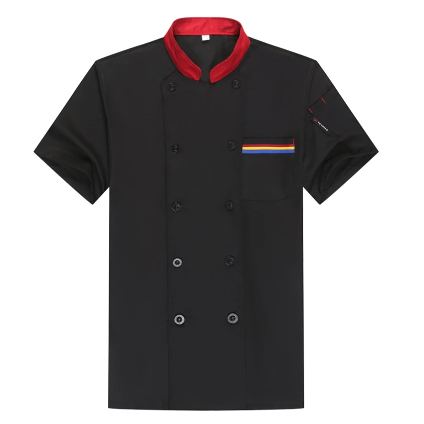 Униформа шеф-повара для ресторана, рабочая одежда для женщин, мужская, короткий рукав, для питания, одноцветная, повара, одежда, повара, куртки, пальто