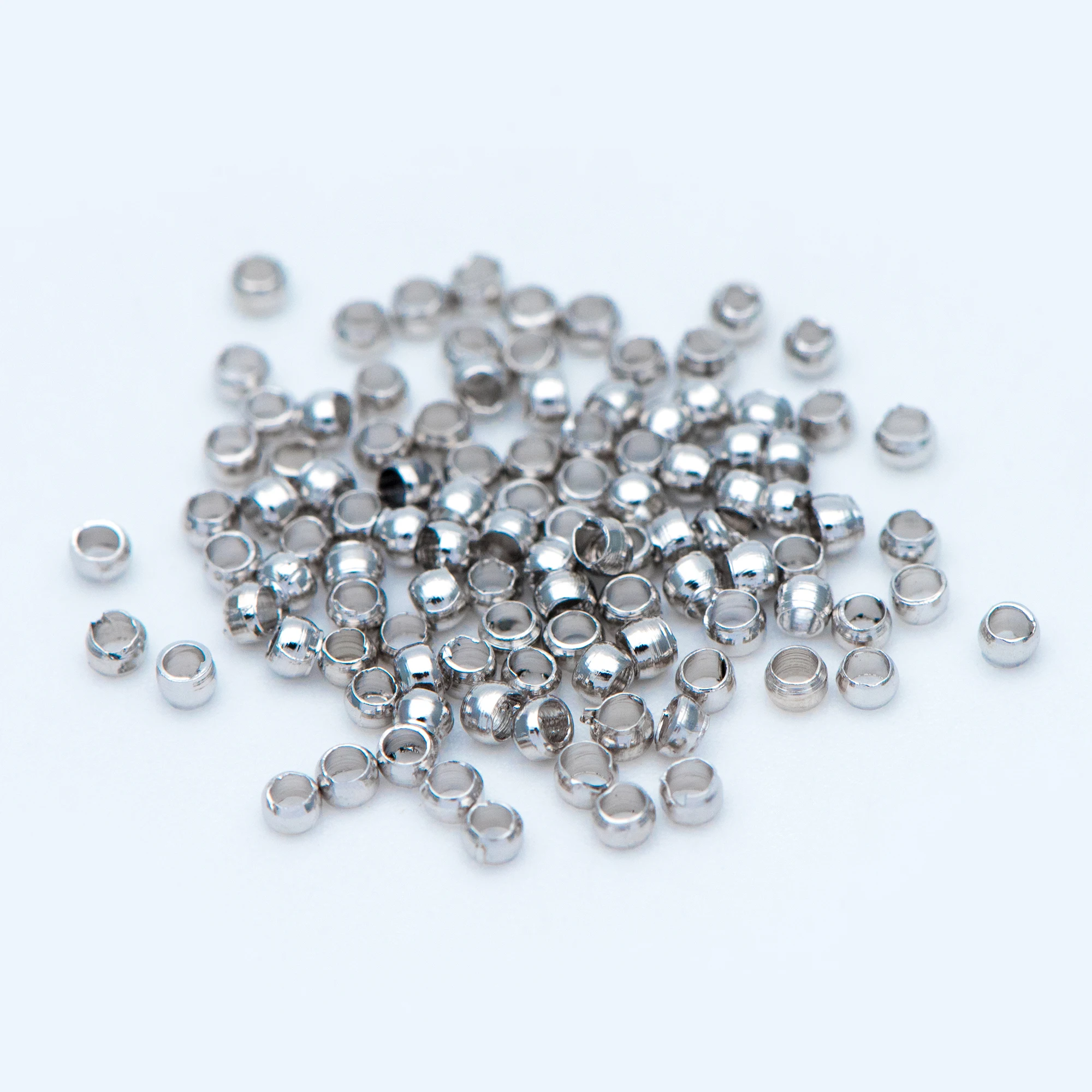 500 шт Круглые Обжимные бусины серебристого цвета 2 мм латунь с родиевым покрытием
